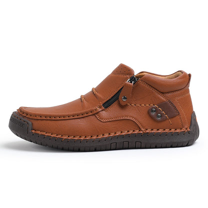 Men’s Handmade Premium Leather Slip-On Outdoor Work Boots